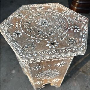 Brown and White Hexagonal Decor Accent Piece